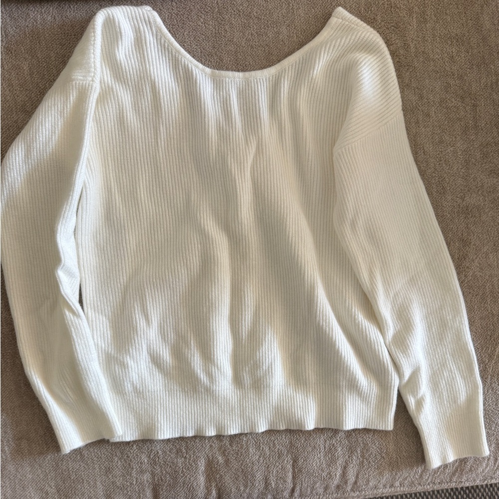 Bohme Cream Ribbed Sweater